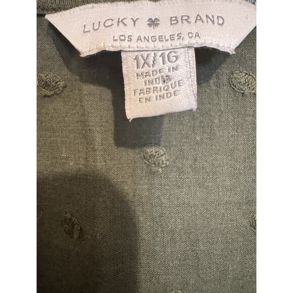 Lucky Brand Green V-Neck Tunic Bohemian Floral Embroidered Lace Tank Plus 1X - Picture 3 of 11